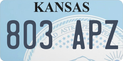 KS license plate 803APZ