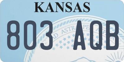 KS license plate 803AQB