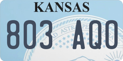 KS license plate 803AQO