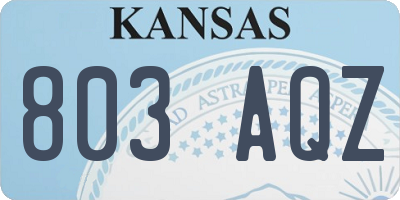 KS license plate 803AQZ