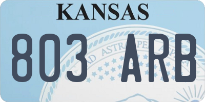 KS license plate 803ARB