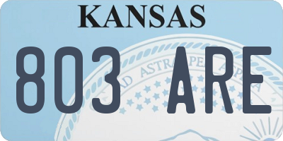 KS license plate 803ARE