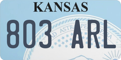 KS license plate 803ARL