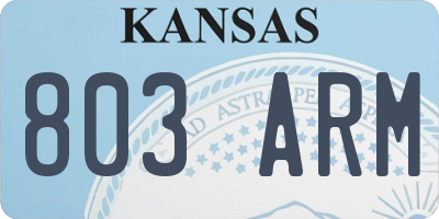 KS license plate 803ARM
