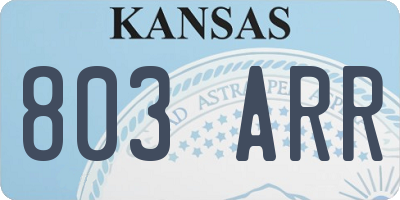 KS license plate 803ARR