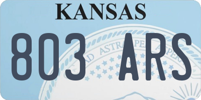 KS license plate 803ARS