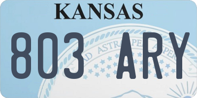 KS license plate 803ARY