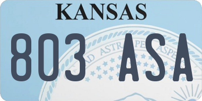 KS license plate 803ASA