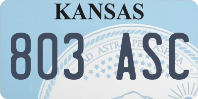KS license plate 803ASC