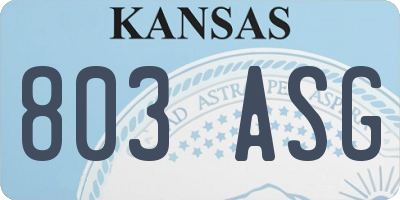 KS license plate 803ASG