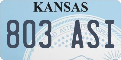 KS license plate 803ASI