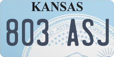 KS license plate 803ASJ