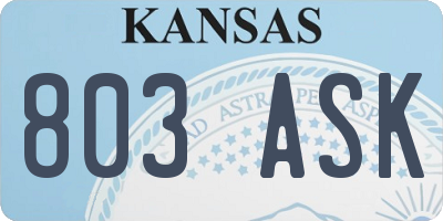 KS license plate 803ASK