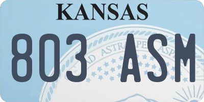 KS license plate 803ASM