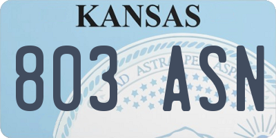 KS license plate 803ASN