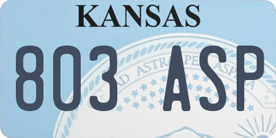 KS license plate 803ASP