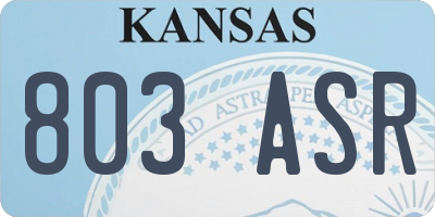 KS license plate 803ASR