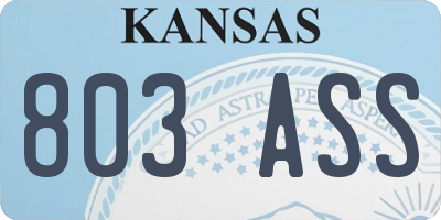 KS license plate 803ASS