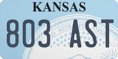 KS license plate 803AST