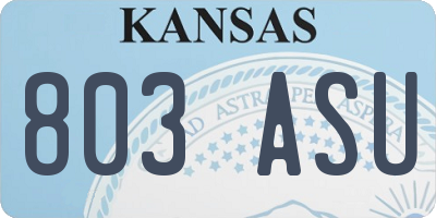 KS license plate 803ASU