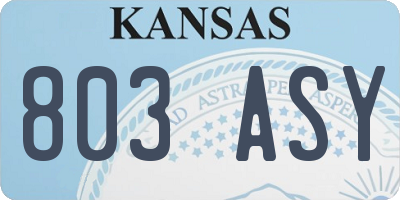 KS license plate 803ASY