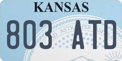 KS license plate 803ATD