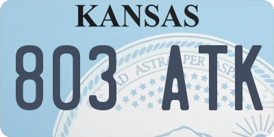 KS license plate 803ATK