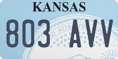 KS license plate 803AVV
