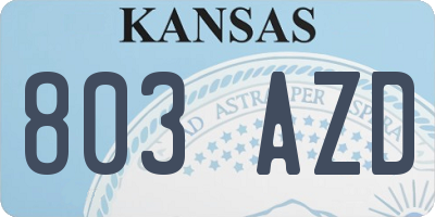 KS license plate 803AZD