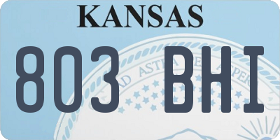 KS license plate 803BHI