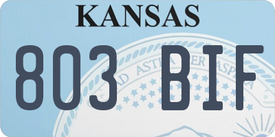 KS license plate 803BIF