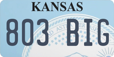 KS license plate 803BIG