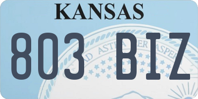 KS license plate 803BIZ