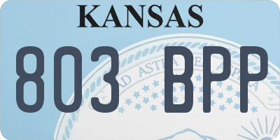 KS license plate 803BPP