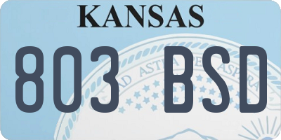 KS license plate 803BSD