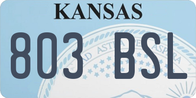 KS license plate 803BSL