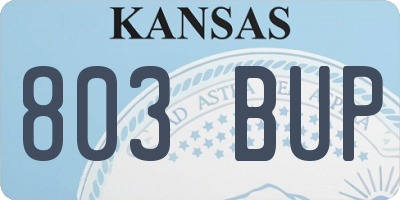 KS license plate 803BUP