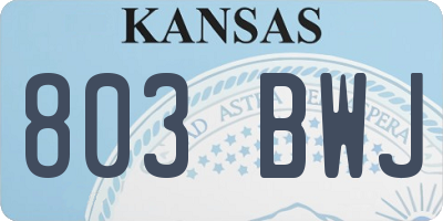 KS license plate 803BWJ