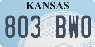 KS license plate 803BWO