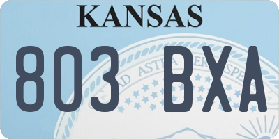 KS license plate 803BXA