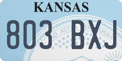 KS license plate 803BXJ