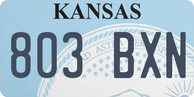 KS license plate 803BXN