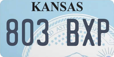KS license plate 803BXP