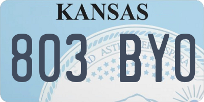 KS license plate 803BYO