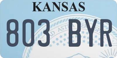 KS license plate 803BYR