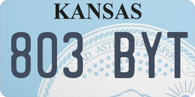 KS license plate 803BYT