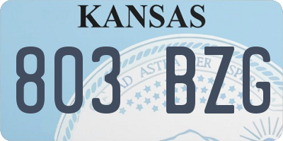 KS license plate 803BZG