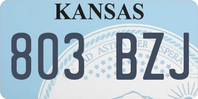 KS license plate 803BZJ