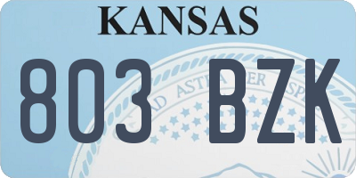 KS license plate 803BZK