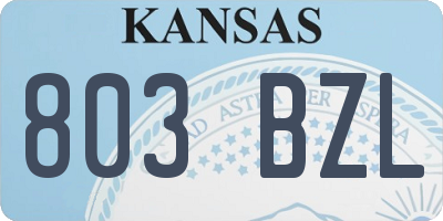 KS license plate 803BZL